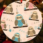 Seamless Pattern Owls Dream Cute Style Pajama Fabric UV Print Acrylic Ornament Round