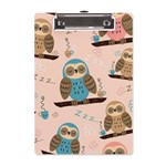 Seamless Pattern Owls Dream Cute Style Pajama Fabric A5 Acrylic Clipboard