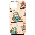 Seamless Pattern Owls Dream Cute Style Pajama Fabric iPhone 14 Plus Black UV Print Case