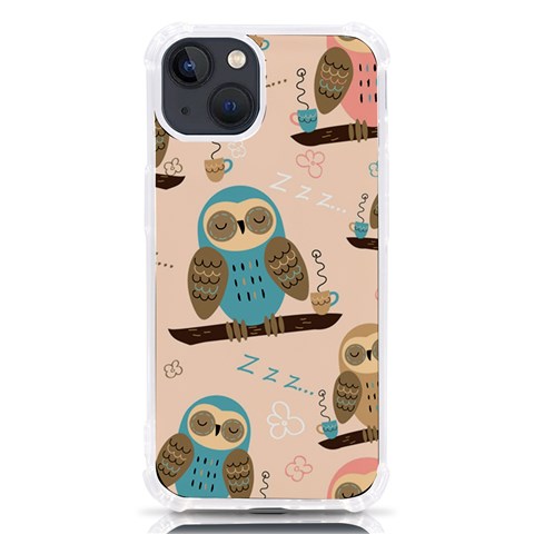 Seamless Pattern Owls Dream Cute Style Pajama Fabric iPhone 13 TPU UV Print Case from ArtsNow.com Front