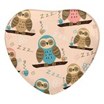 Seamless Pattern Owls Dream Cute Style Pajama Fabric Heart Glass Fridge Magnet (4 pack)