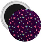Colorful Stars Hearts Seamless Vector Pattern 3  Magnets