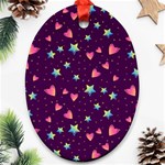 Colorful Stars Hearts Seamless Vector Pattern Ornament (Oval)