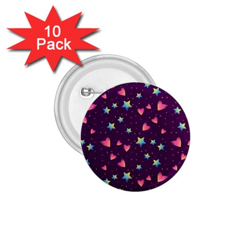 Colorful Stars Hearts Seamless Vector Pattern 1.75  Buttons (10 pack) from ArtsNow.com Front