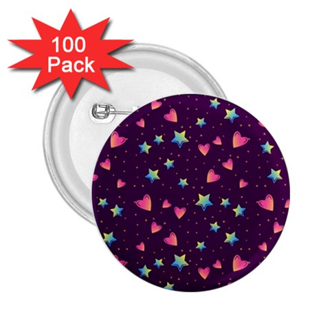Colorful Stars Hearts Seamless Vector Pattern 2.25  Buttons (100 pack)  from ArtsNow.com Front