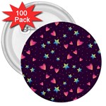 Colorful Stars Hearts Seamless Vector Pattern 3  Buttons (100 pack) 