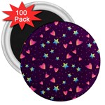 Colorful Stars Hearts Seamless Vector Pattern 3  Magnets (100 pack)