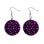 Colorful Stars Hearts Seamless Vector Pattern Mini Button Earrings