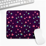 Colorful Stars Hearts Seamless Vector Pattern Large Mousepad