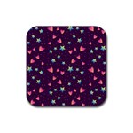 Colorful Stars Hearts Seamless Vector Pattern Rubber Coaster (Square)