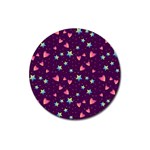 Colorful Stars Hearts Seamless Vector Pattern Magnet 3  (Round)