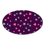 Colorful Stars Hearts Seamless Vector Pattern Oval Magnet