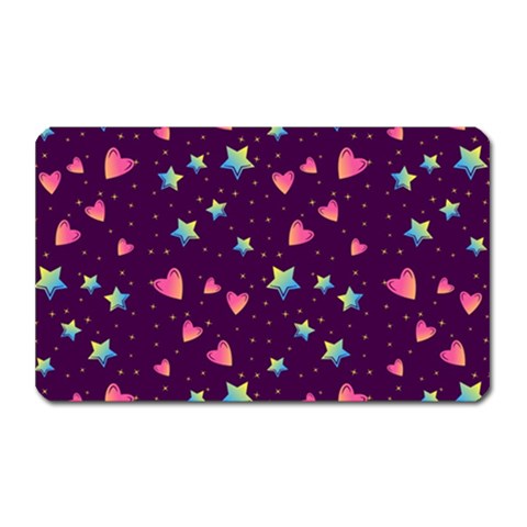 Colorful Stars Hearts Seamless Vector Pattern Magnet (Rectangular) from ArtsNow.com Front