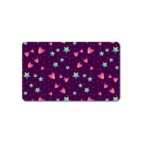 Colorful Stars Hearts Seamless Vector Pattern Magnet (Name Card) from ArtsNow.com Front