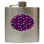 Colorful Stars Hearts Seamless Vector Pattern Hip Flask (6 oz)