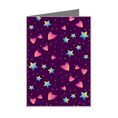 Colorful Stars Hearts Seamless Vector Pattern Mini Greeting Card from ArtsNow.com Left