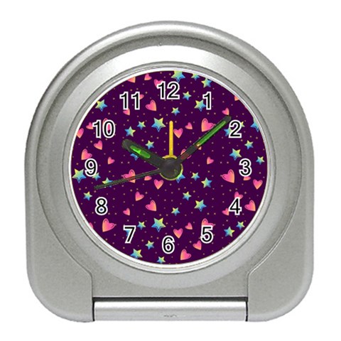 Colorful Stars Hearts Seamless Vector Pattern Travel Alarm Clock from ArtsNow.com Front