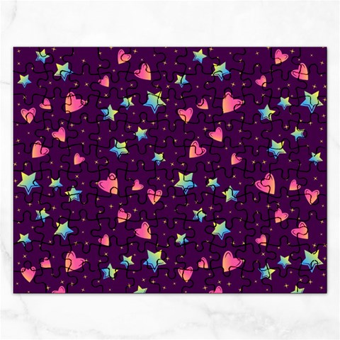 Colorful Stars Hearts Seamless Vector Pattern Rectangular Jigsaw Puzzl from ArtsNow.com Front