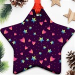 Colorful Stars Hearts Seamless Vector Pattern Star Ornament (Two Sides)