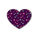 Colorful Stars Hearts Seamless Vector Pattern Rubber Coaster (Heart)