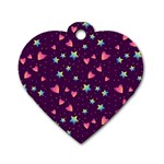 Colorful Stars Hearts Seamless Vector Pattern Dog Tag Heart (One Side)