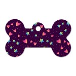 Colorful Stars Hearts Seamless Vector Pattern Dog Tag Bone (Two Sides)