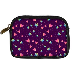 Colorful Stars Hearts Seamless Vector Pattern Digital Camera Leather Case from ArtsNow.com Front