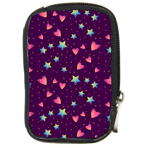 Colorful Stars Hearts Seamless Vector Pattern Compact Camera Leather Case from ArtsNow.com Front