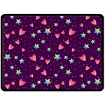 Colorful Stars Hearts Seamless Vector Pattern Fleece Blanket (Large)