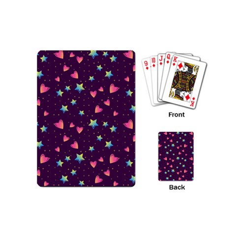 Colorful Stars Hearts Seamless Vector Pattern Playing Cards Single Design (Mini) from ArtsNow.com Back
