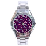 Colorful Stars Hearts Seamless Vector Pattern Stainless Steel Analogue Watch