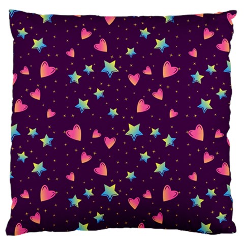 Colorful Stars Hearts Seamless Vector Pattern Large Cushion Case (Two Sides) from ArtsNow.com Front