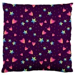 Colorful Stars Hearts Seamless Vector Pattern Large Cushion Case (Two Sides)