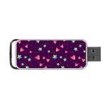 Colorful Stars Hearts Seamless Vector Pattern Portable USB Flash (One Side)