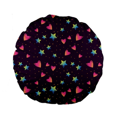 Colorful Stars Hearts Seamless Vector Pattern Standard 15  Premium Round Cushions from ArtsNow.com Front
