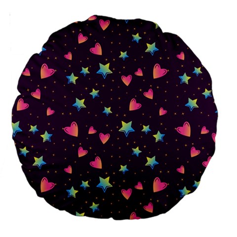 Colorful Stars Hearts Seamless Vector Pattern Large 18  Premium Round Cushions from ArtsNow.com Front