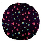 Colorful Stars Hearts Seamless Vector Pattern Large 18  Premium Round Cushions