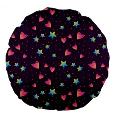 Colorful Stars Hearts Seamless Vector Pattern Large 18  Premium Round Cushions from ArtsNow.com Back