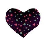 Colorful Stars Hearts Seamless Vector Pattern Standard 16  Premium Heart Shape Cushions
