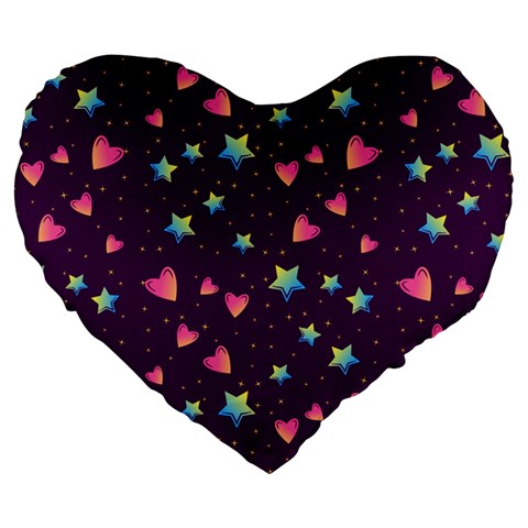 Colorful Stars Hearts Seamless Vector Pattern Large 19  Premium Heart Shape Cushions from ArtsNow.com Front