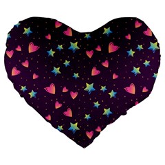 Colorful Stars Hearts Seamless Vector Pattern Large 19  Premium Heart Shape Cushions from ArtsNow.com Front