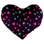 Colorful Stars Hearts Seamless Vector Pattern Large 19  Premium Heart Shape Cushions