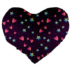 Colorful Stars Hearts Seamless Vector Pattern Large 19  Premium Heart Shape Cushions from ArtsNow.com Back
