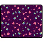 Colorful Stars Hearts Seamless Vector Pattern Two Sides Fleece Blanket (Medium)