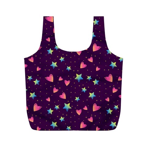 Colorful Stars Hearts Seamless Vector Pattern Full Print Recycle Bag (M) from ArtsNow.com Front
