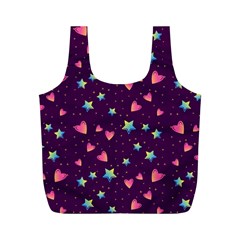 Colorful Stars Hearts Seamless Vector Pattern Full Print Recycle Bag (M) from ArtsNow.com Back