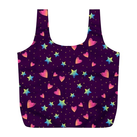 Colorful Stars Hearts Seamless Vector Pattern Full Print Recycle Bag (L) from ArtsNow.com Front