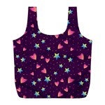 Colorful Stars Hearts Seamless Vector Pattern Full Print Recycle Bag (L)