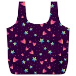 Colorful Stars Hearts Seamless Vector Pattern Full Print Recycle Bag (XL)