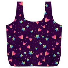 Colorful Stars Hearts Seamless Vector Pattern Full Print Recycle Bag (XL) from ArtsNow.com Back